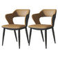 Contemporary Dining Room Chair Matte Finish Leather Curved Open Back Arm Chair Light Khaki 2 Piece Set Clearhalo ' kitchen&dining_furn' 'Dining Chairs' 'Dining Tables & Seating' 'dining_chair' 'furn' 'furn_dining_chair' 'Furniture' 'furniture_dining_chair' 'Kitchen & Dining Furniture' 'kitchen' 4502583