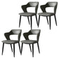 Contemporary Dining Room Chair Matte Finish Leather Curved Open Back Arm Chair Dark Gray 4 Piece Set Clearhalo ' kitchen&dining_furn' 'Dining Chairs' 'Dining Tables & Seating' 'dining_chair' 'furn' 'furn_dining_chair' 'Furniture' 'furniture_dining_chair' 'Kitchen & Dining Furniture' 'kitchen' 4502587