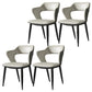 Contemporary Dining Room Chair Matte Finish Leather Curved Open Back Arm Chair Light Gray 4 Piece Set Clearhalo ' kitchen&dining_furn' 'Dining Chairs' 'Dining Tables & Seating' 'dining_chair' 'furn' 'furn_dining_chair' 'Furniture' 'furniture_dining_chair' 'Kitchen & Dining Furniture' 'kitchen' 4502590