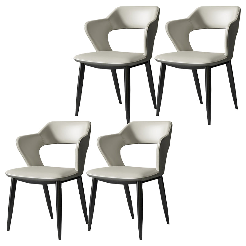 Contemporary Dining Room Chair Matte Finish Leather Curved Open Back Arm Chair Light Gray 4 Piece Set Clearhalo ' kitchen&dining_furn' 'Dining Chairs' 'Dining Tables & Seating' 'dining_chair' 'furn' 'furn_dining_chair' 'Furniture' 'furniture_dining_chair' 'Kitchen & Dining Furniture' 'kitchen' 4502590