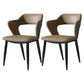 Contemporary Dining Room Chair Matte Finish Leather Curved Open Back Arm Chair Brown 2 Piece Set Clearhalo ' kitchen&dining_furn' 'Dining Chairs' 'Dining Tables & Seating' 'dining_chair' 'furn' 'furn_dining_chair' 'Furniture' 'furniture_dining_chair' 'Kitchen & Dining Furniture' 'kitchen' 4502592