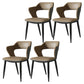 Contemporary Dining Room Chair Matte Finish Leather Curved Open Back Arm Chair Brown 4 Piece Set Clearhalo ' kitchen&dining_furn' 'Dining Chairs' 'Dining Tables & Seating' 'dining_chair' 'furn' 'furn_dining_chair' 'Furniture' 'furniture_dining_chair' 'Kitchen & Dining Furniture' 'kitchen' 4502593