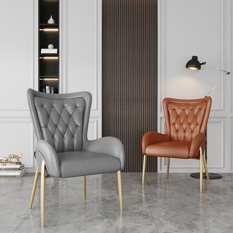 Glam Metal Dining Room Chairs Upholstered Side Arm Chair for Home Use Clearhalo ' kitchen&dining_furn' 'Dining Chairs' 'Dining Tables & Seating' 'dining_chair' 'furn' 'furn_dining_chair' 'Furniture' 'furniture_dining_chair' 'Kitchen & Dining Furniture' 'kitchen' 4502597