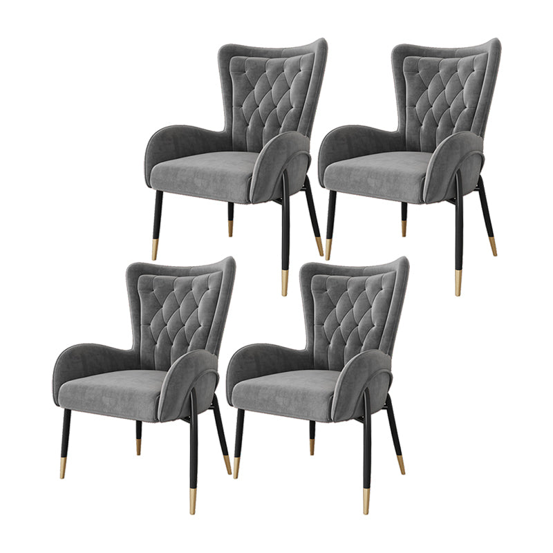Glam Metal Dining Room Chairs Upholstered Side Arm Chair for Home Use Grey 4 Piece Set Black Clearhalo ' kitchen&dining_furn' 'Dining Chairs' 'Dining Tables & Seating' 'dining_chair' 'furn' 'furn_dining_chair' 'Furniture' 'furniture_dining_chair' 'Kitchen & Dining Furniture' 'kitchen' 4502599