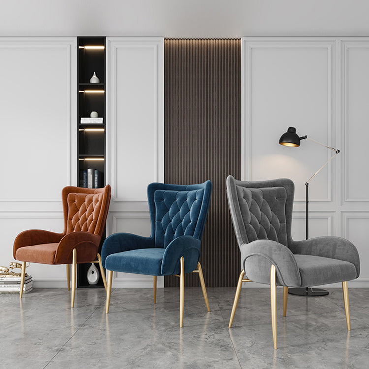 Glam Metal Dining Room Chairs Upholstered Side Arm Chair for Home Use Clearhalo ' kitchen&dining_furn' 'Dining Chairs' 'Dining Tables & Seating' 'dining_chair' 'furn' 'furn_dining_chair' 'Furniture' 'furniture_dining_chair' 'Kitchen & Dining Furniture' 'kitchen' 4502600