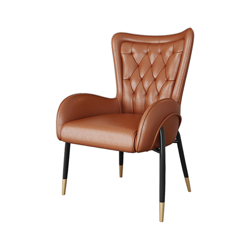 Glam Metal Dining Room Chairs Upholstered Side Arm Chair for Home Use Brown 1 Piece Black Clearhalo ' kitchen&dining_furn' 'Dining Chairs' 'Dining Tables & Seating' 'dining_chair' 'furn' 'furn_dining_chair' 'Furniture' 'furniture_dining_chair' 'Kitchen & Dining Furniture' 'kitchen' 4502608