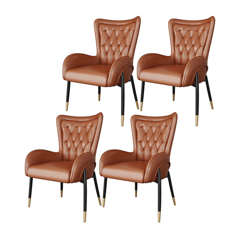 Glam Metal Dining Room Chairs Upholstered Side Arm Chair for Home Use Brown 4 Piece Set Black Clearhalo ' kitchen&dining_furn' 'Dining Chairs' 'Dining Tables & Seating' 'dining_chair' 'furn' 'furn_dining_chair' 'Furniture' 'furniture_dining_chair' 'Kitchen & Dining Furniture' 'kitchen' 4502611