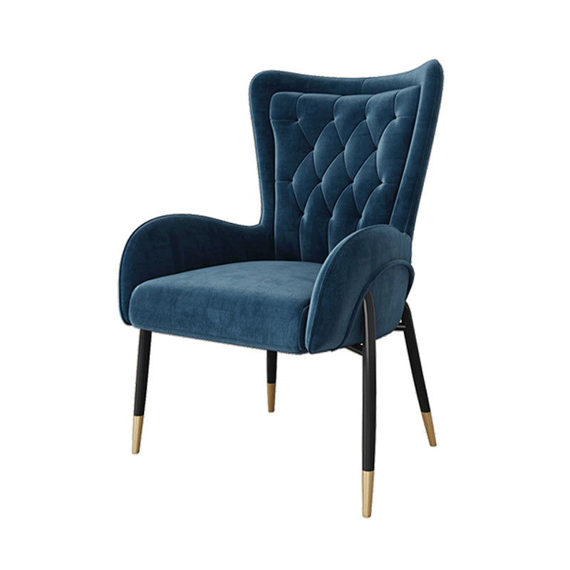 Glam Metal Dining Room Chairs Upholstered Side Arm Chair for Home Use Blue 1 Piece Black Clearhalo ' kitchen&dining_furn' 'Dining Chairs' 'Dining Tables & Seating' 'dining_chair' 'furn' 'furn_dining_chair' 'Furniture' 'furniture_dining_chair' 'Kitchen & Dining Furniture' 'kitchen' 4502612