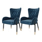 Glam Metal Dining Room Chairs Upholstered Side Arm Chair for Home Use Blue 2 Piece Set Black Clearhalo ' kitchen&dining_furn' 'Dining Chairs' 'Dining Tables & Seating' 'dining_chair' 'furn' 'furn_dining_chair' 'Furniture' 'furniture_dining_chair' 'Kitchen & Dining Furniture' 'kitchen' 4502613