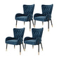 Glam Metal Dining Room Chairs Upholstered Side Arm Chair for Home Use Blue 4 Piece Set Black Clearhalo ' kitchen&dining_furn' 'Dining Chairs' 'Dining Tables & Seating' 'dining_chair' 'furn' 'furn_dining_chair' 'Furniture' 'furniture_dining_chair' 'Kitchen & Dining Furniture' 'kitchen' 4502614