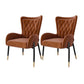 Glam Metal Dining Room Chairs Upholstered Side Arm Chair for Home Use Dark Brown 2 Piece Set Black Clearhalo ' kitchen&dining_furn' 'Dining Chairs' 'Dining Tables & Seating' 'dining_chair' 'furn' 'furn_dining_chair' 'Furniture' 'furniture_dining_chair' 'Kitchen & Dining Furniture' 'kitchen' 4502616