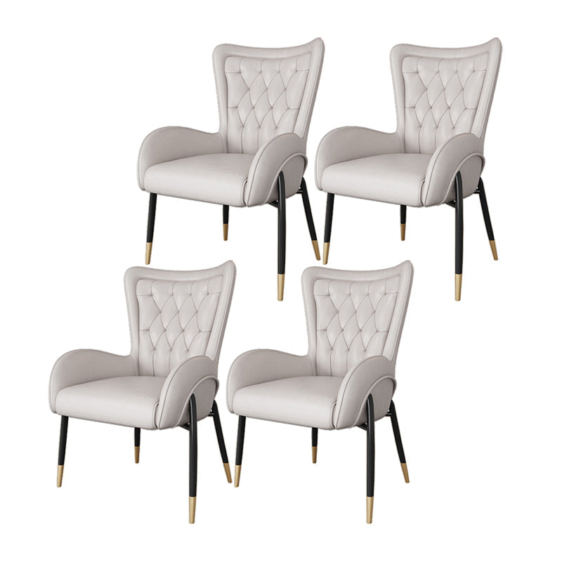 Glam Metal Dining Room Chairs Upholstered Side Arm Chair for Home Use Off-White 4 Piece Set Black Clearhalo ' kitchen&dining_furn' 'Dining Chairs' 'Dining Tables & Seating' 'dining_chair' 'furn' 'furn_dining_chair' 'Furniture' 'furniture_dining_chair' 'Kitchen & Dining Furniture' 'kitchen' 4502620