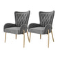 Glam Metal Dining Room Chairs Upholstered Side Arm Chair for Home Use Grey 2 Piece Set Brass Gold Clearhalo ' kitchen&dining_furn' 'Dining Chairs' 'Dining Tables & Seating' 'dining_chair' 'furn' 'furn_dining_chair' 'Furniture' 'furniture_dining_chair' 'Kitchen & Dining Furniture' 'kitchen' 4502622