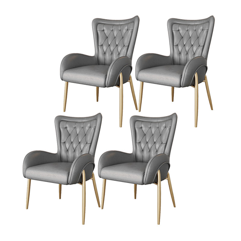 Glam Metal Dining Room Chairs Upholstered Side Arm Chair for Home Use Light Gray 4 Piece Set Brass Gold Clearhalo ' kitchen&dining_furn' 'Dining Chairs' 'Dining Tables & Seating' 'dining_chair' 'furn' 'furn_dining_chair' 'Furniture' 'furniture_dining_chair' 'Kitchen & Dining Furniture' 'kitchen' 4502626