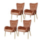Glam Metal Dining Room Chairs Upholstered Side Arm Chair for Home Use Brown 4 Piece Set Brass Gold Clearhalo ' kitchen&dining_furn' 'Dining Chairs' 'Dining Tables & Seating' 'dining_chair' 'furn' 'furn_dining_chair' 'Furniture' 'furniture_dining_chair' 'Kitchen & Dining Furniture' 'kitchen' 4502629