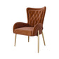 Glam Metal Dining Room Chairs Upholstered Side Arm Chair for Home Use Dark Brown 1 Piece Brass Gold Clearhalo ' kitchen&dining_furn' 'Dining Chairs' 'Dining Tables & Seating' 'dining_chair' 'furn' 'furn_dining_chair' 'Furniture' 'furniture_dining_chair' 'Kitchen & Dining Furniture' 'kitchen' 4502633