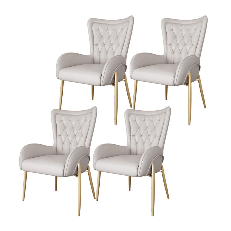 Glam Metal Dining Room Chairs Upholstered Side Arm Chair for Home Use Off-White 4 Piece Set Brass Gold Clearhalo ' kitchen&dining_furn' 'Dining Chairs' 'Dining Tables & Seating' 'dining_chair' 'furn' 'furn_dining_chair' 'Furniture' 'furniture_dining_chair' 'Kitchen & Dining Furniture' 'kitchen' 4502638