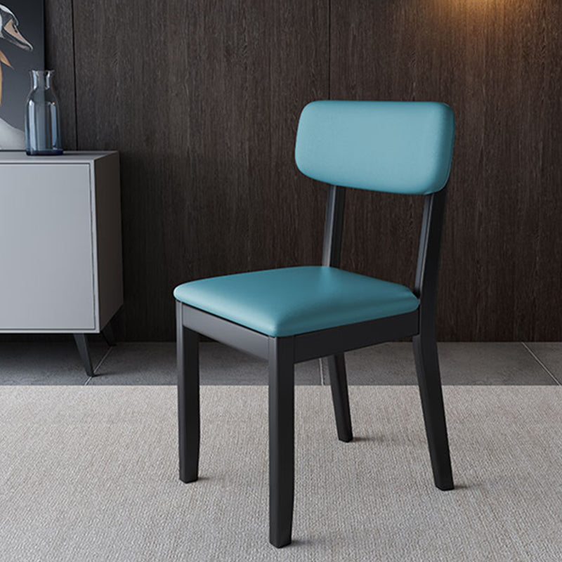 Modern Dining Side Chair Matte Finish Solid Wood and Leather Curved Open Back Chair Clearhalo ' kitchen&dining_furn' 'Dining Chairs' 'Dining Tables & Seating' 'dining_chair' 'furn' 'furn_dining_chair' 'Furniture' 'furniture_dining_chair' 'Kitchen & Dining Furniture' 'kitchen' 4502640