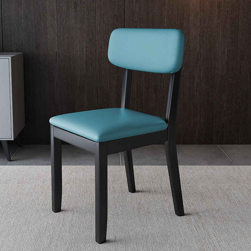 Modern Dining Side Chair Matte Finish Solid Wood and Leather Curved Open Back Chair Blue 1 Piece Clearhalo ' kitchen&dining_furn' 'Dining Chairs' 'Dining Tables & Seating' 'dining_chair' 'furn' 'furn_dining_chair' 'Furniture' 'furniture_dining_chair' 'Kitchen & Dining Furniture' 'kitchen' 4502641