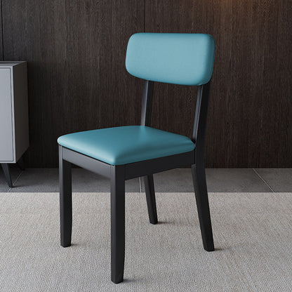 Modern Dining Side Chair Matte Finish Solid Wood and Leather Curved Open Back Chair Blue 1 Piece Clearhalo ' kitchen&dining_furn' 'Dining Chairs' 'Dining Tables & Seating' 'dining_chair' 'furn' 'furn_dining_chair' 'Furniture' 'furniture_dining_chair' 'Kitchen & Dining Furniture' 'kitchen' 4502641