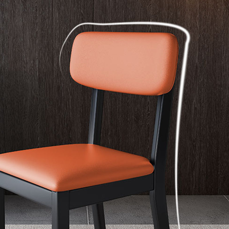 Modern Dining Side Chair Matte Finish Solid Wood and Leather Curved Open Back Chair Clearhalo ' kitchen&dining_furn' 'Dining Chairs' 'Dining Tables & Seating' 'dining_chair' 'furn' 'furn_dining_chair' 'Furniture' 'furniture_dining_chair' 'Kitchen & Dining Furniture' 'kitchen' 4502652