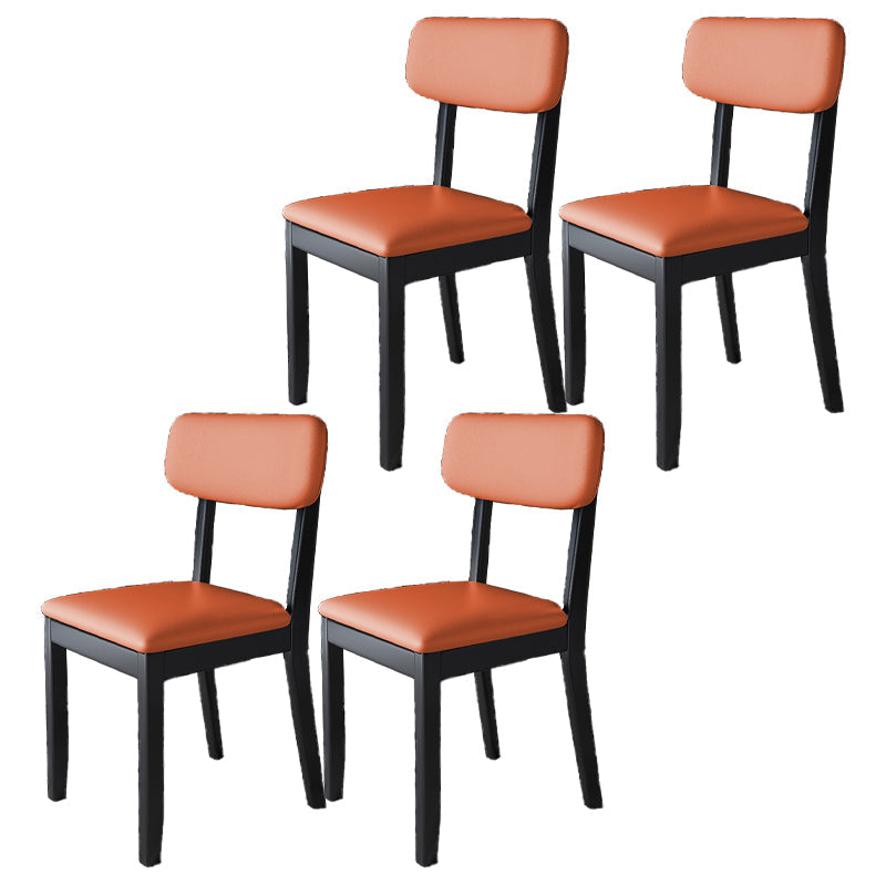 Modern Dining Side Chair Matte Finish Solid Wood and Leather Curved Open Back Chair Orange 4 Piece Set Clearhalo ' kitchen&dining_furn' 'Dining Chairs' 'Dining Tables & Seating' 'dining_chair' 'furn' 'furn_dining_chair' 'Furniture' 'furniture_dining_chair' 'Kitchen & Dining Furniture' 'kitchen' 4502655