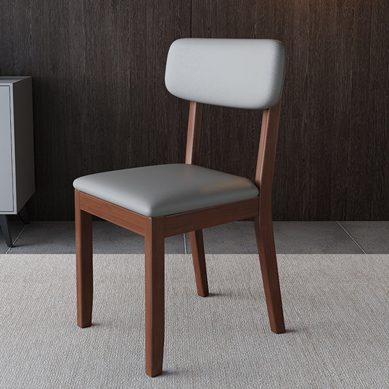 Modern Dining Side Chair Matte Finish Solid Wood and Leather Curved Open Back Chair Walnut 1 Piece Clearhalo ' kitchen&dining_furn' 'Dining Chairs' 'Dining Tables & Seating' 'dining_chair' 'furn' 'furn_dining_chair' 'Furniture' 'furniture_dining_chair' 'Kitchen & Dining Furniture' 'kitchen' 4502656