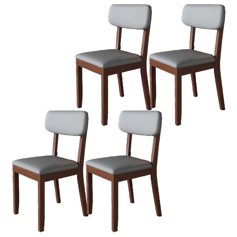 Modern Dining Side Chair Matte Finish Solid Wood and Leather Curved Open Back Chair Walnut 4 Piece Set Clearhalo ' kitchen&dining_furn' 'Dining Chairs' 'Dining Tables & Seating' 'dining_chair' 'furn' 'furn_dining_chair' 'Furniture' 'furniture_dining_chair' 'Kitchen & Dining Furniture' 'kitchen' 4502658