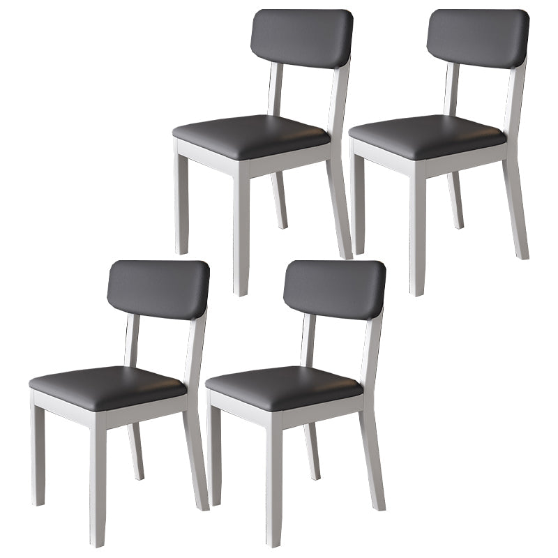 Modern Dining Side Chair Matte Finish Solid Wood and Leather Curved Open Back Chair White-Gray 4 Piece Set Clearhalo ' kitchen&dining_furn' 'Dining Chairs' 'Dining Tables & Seating' 'dining_chair' 'furn' 'furn_dining_chair' 'Furniture' 'furniture_dining_chair' 'Kitchen & Dining Furniture' 'kitchen' 4502661