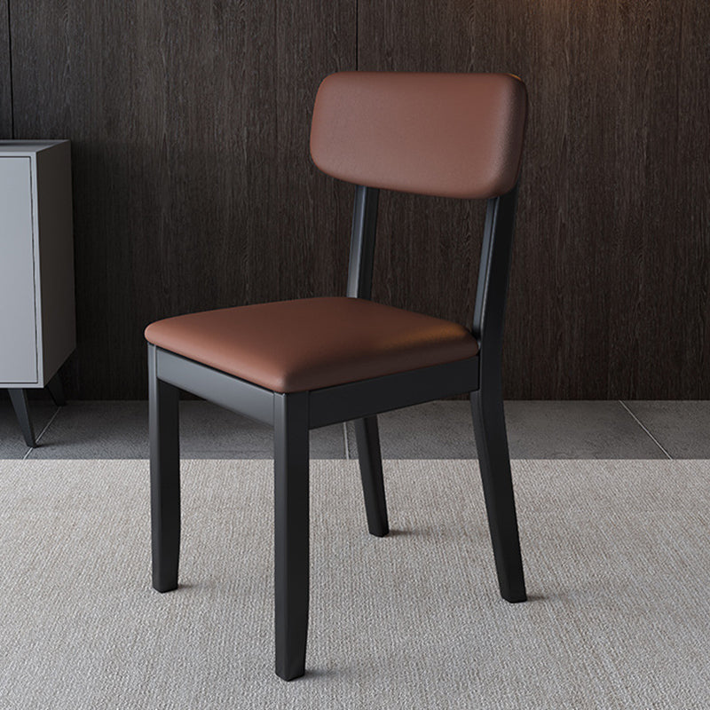 Modern Dining Side Chair Matte Finish Solid Wood and Leather Curved Open Back Chair Brown 1 Piece Clearhalo ' kitchen&dining_furn' 'Dining Chairs' 'Dining Tables & Seating' 'dining_chair' 'furn' 'furn_dining_chair' 'Furniture' 'furniture_dining_chair' 'Kitchen & Dining Furniture' 'kitchen' 4502662