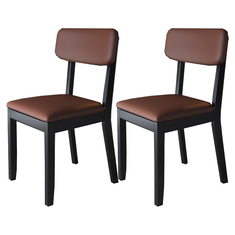 Modern Dining Side Chair Matte Finish Solid Wood and Leather Curved Open Back Chair Brown 2 Piece Set Clearhalo ' kitchen&dining_furn' 'Dining Chairs' 'Dining Tables & Seating' 'dining_chair' 'furn' 'furn_dining_chair' 'Furniture' 'furniture_dining_chair' 'Kitchen & Dining Furniture' 'kitchen' 4502663