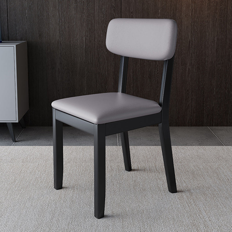 Modern Dining Side Chair Matte Finish Solid Wood and Leather Curved Open Back Chair Black-Gray 1 Piece Clearhalo ' kitchen&dining_furn' 'Dining Chairs' 'Dining Tables & Seating' 'dining_chair' 'furn' 'furn_dining_chair' 'Furniture' 'furniture_dining_chair' 'Kitchen & Dining Furniture' 'kitchen' 4502668