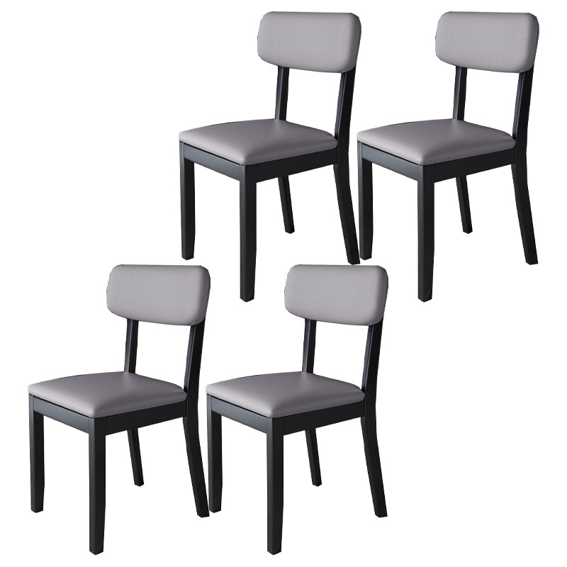 Modern Dining Side Chair Matte Finish Solid Wood and Leather Curved Open Back Chair Black-Gray 4 Piece Set Clearhalo ' kitchen&dining_furn' 'Dining Chairs' 'Dining Tables & Seating' 'dining_chair' 'furn' 'furn_dining_chair' 'Furniture' 'furniture_dining_chair' 'Kitchen & Dining Furniture' 'kitchen' 4502670