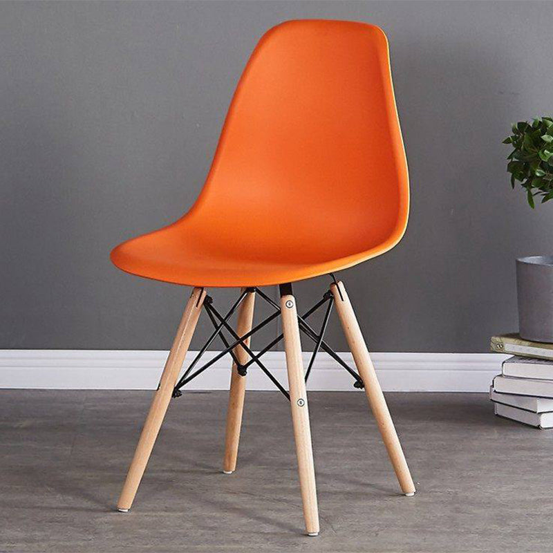 Wood Scandinavian Kitchen Dining Room Side Chair Solid Back Chair Orange 1 Piece Clearhalo ' kitchen&dining_furn' 'Dining Chairs' 'Dining Tables & Seating' 'dining_chair' 'Furniture' 'furniture_dining_chair' 'Kitchen & Dining Furniture' 'kitchen' 4502684