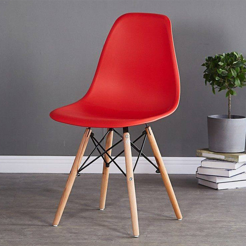 Wood Scandinavian Kitchen Dining Room Side Chair Solid Back Chair Red 1 Piece Clearhalo ' kitchen&dining_furn' 'Dining Chairs' 'Dining Tables & Seating' 'dining_chair' 'Furniture' 'furniture_dining_chair' 'Kitchen & Dining Furniture' 'kitchen' 4502686