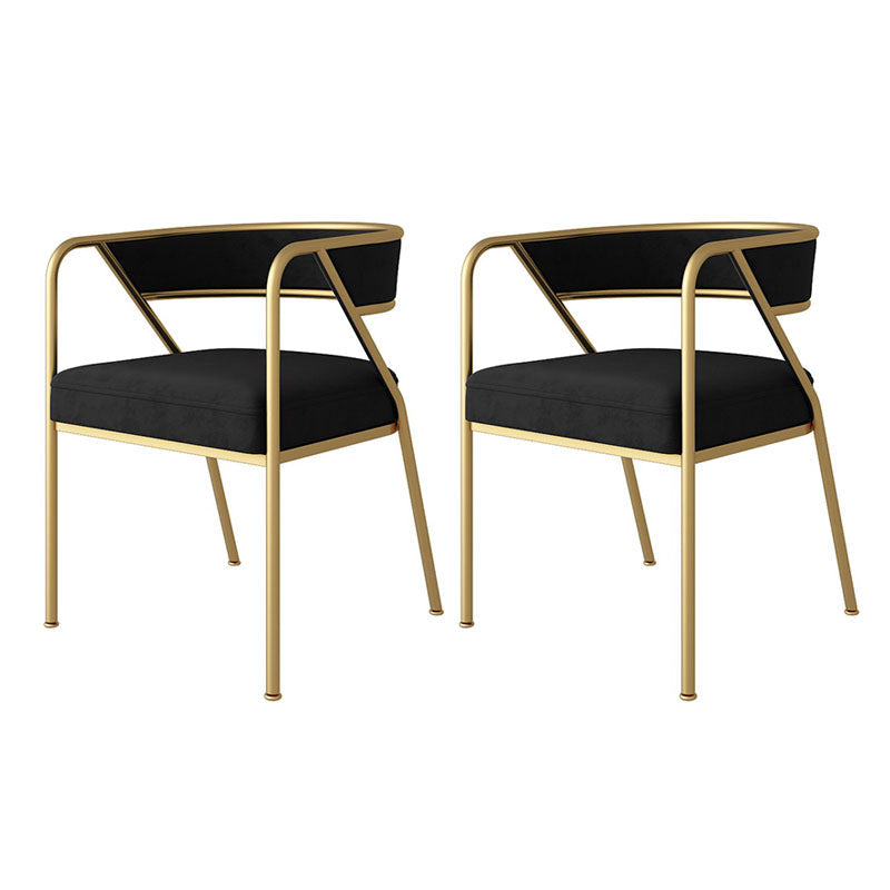 Glam Velvet Dining Room Chairs Metal Dining Side Arm Chair for Restaurant Use Black-Gold 2 Piece Set Clearhalo ' kitchen&dining_furn' 'Dining Chairs' 'Dining Tables & Seating' 'dining_chair' 'furn' 'furn_dining_chair' 'Furniture' 'furniture_dining_chair' 'Kitchen & Dining Furniture' 'kitchen' 4502708