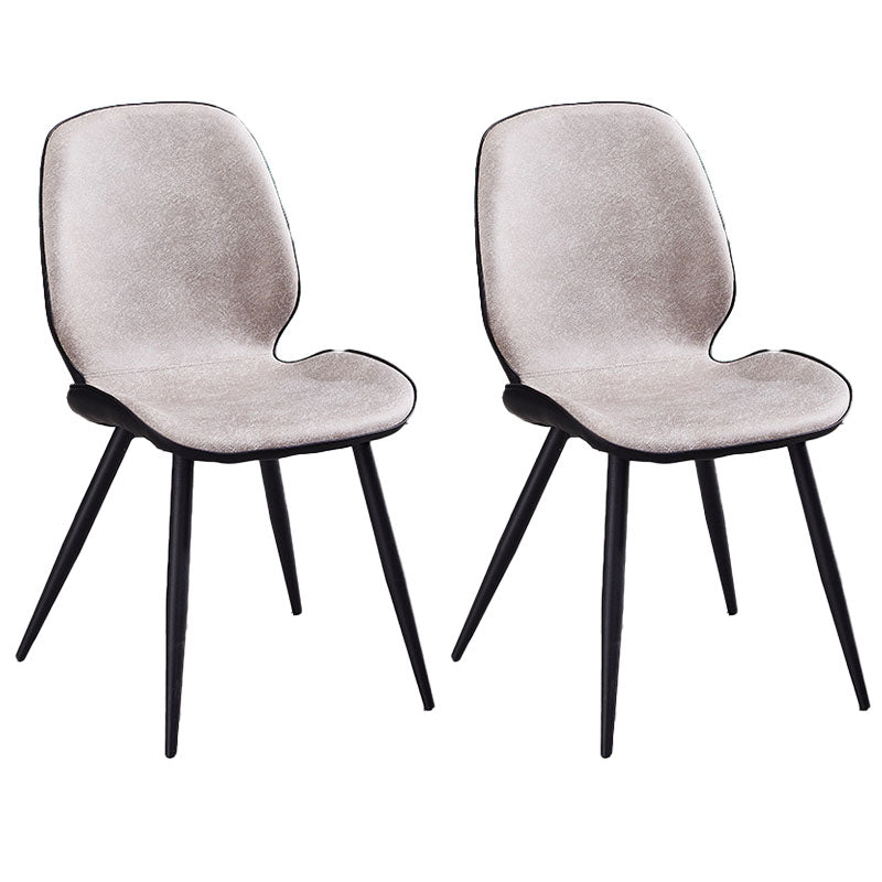 Minimalist Design Armless Solid Back Chairs Microfiber Leather Dining Side Chair Light Pink 2 Piece Set Clearhalo ' kitchen&dining_furn' 'Dining Chairs' 'Dining Tables & Seating' 'dining_chair' 'furn' 'furn_dining_chair' 'Furniture' 'furniture_dining_chair' 'Kitchen & Dining Furniture' 'kitchen' 4502716