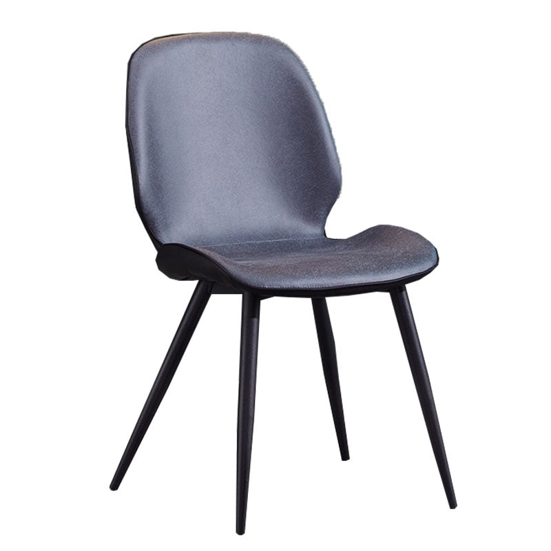Minimalist Design Armless Solid Back Chairs Microfiber Leather Dining Side Chair Dark Blue 1 Piece Clearhalo ' kitchen&dining_furn' 'Dining Chairs' 'Dining Tables & Seating' 'dining_chair' 'furn' 'furn_dining_chair' 'Furniture' 'furniture_dining_chair' 'Kitchen & Dining Furniture' 'kitchen' 4502721