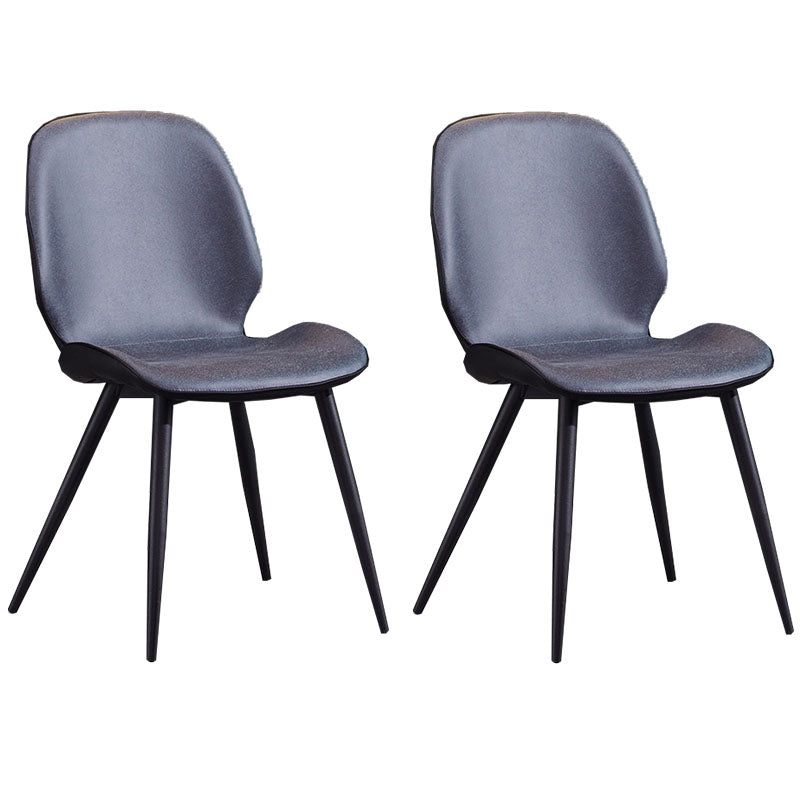 Minimalist Design Armless Solid Back Chairs Microfiber Leather Dining Side Chair Dark Blue 2 Piece Set Clearhalo ' kitchen&dining_furn' 'Dining Chairs' 'Dining Tables & Seating' 'dining_chair' 'furn' 'furn_dining_chair' 'Furniture' 'furniture_dining_chair' 'Kitchen & Dining Furniture' 'kitchen' 4502722
