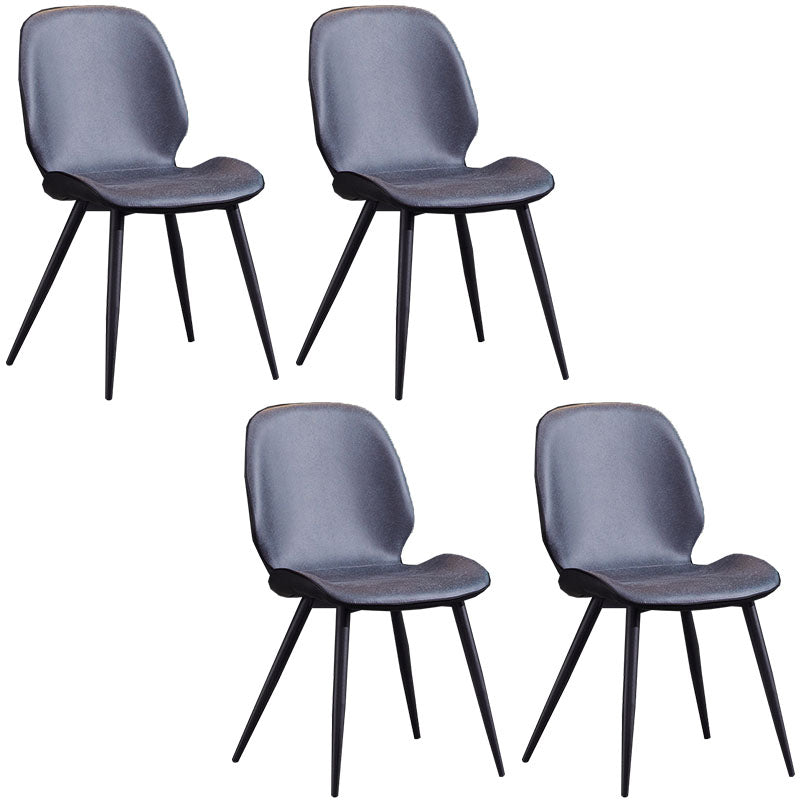 Minimalist Design Armless Solid Back Chairs Microfiber Leather Dining Side Chair Dark Blue 4 Piece Set Clearhalo ' kitchen&dining_furn' 'Dining Chairs' 'Dining Tables & Seating' 'dining_chair' 'furn' 'furn_dining_chair' 'Furniture' 'furniture_dining_chair' 'Kitchen & Dining Furniture' 'kitchen' 4502725