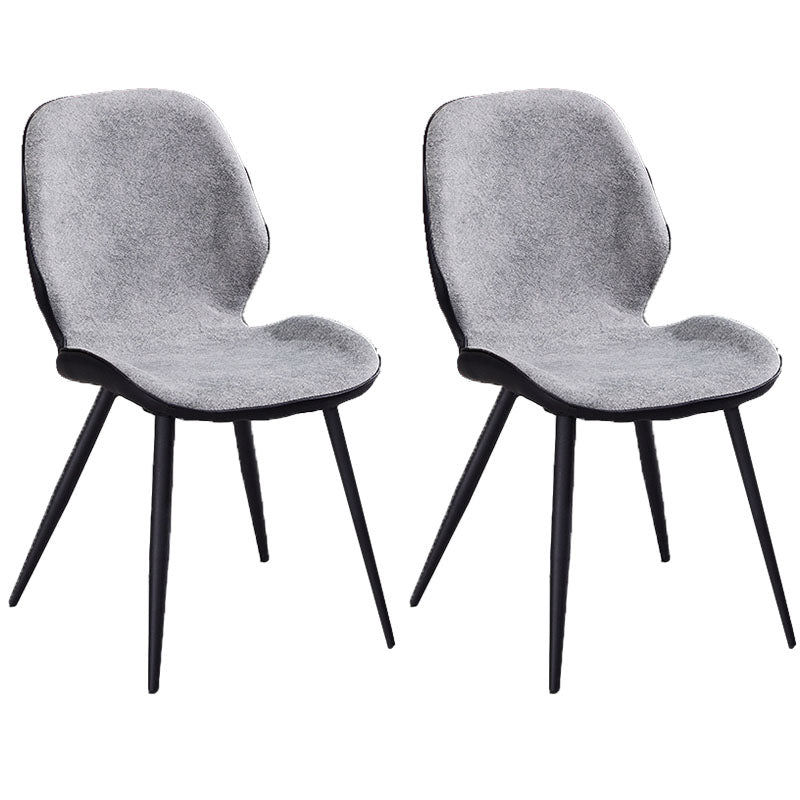Minimalist Design Armless Solid Back Chairs Microfiber Leather Dining Side Chair Cream Gray 2 Piece Set Clearhalo ' kitchen&dining_furn' 'Dining Chairs' 'Dining Tables & Seating' 'dining_chair' 'furn' 'furn_dining_chair' 'Furniture' 'furniture_dining_chair' 'Kitchen & Dining Furniture' 'kitchen' 4502729