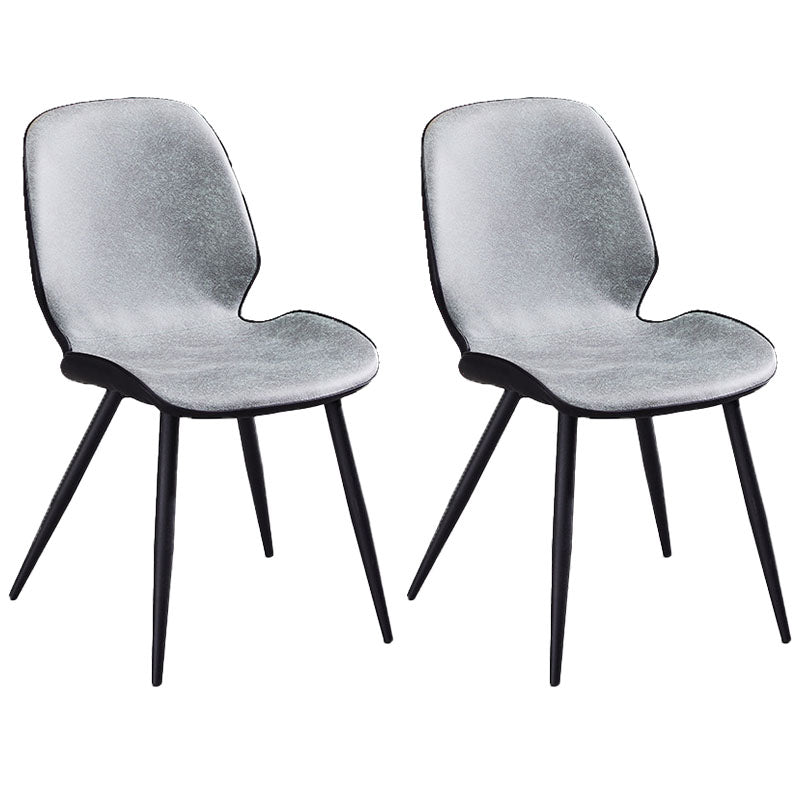 Minimalist Design Armless Solid Back Chairs Microfiber Leather Dining Side Chair Navy-White 2 Piece Set Clearhalo ' kitchen&dining_furn' 'Dining Chairs' 'Dining Tables & Seating' 'dining_chair' 'furn' 'furn_dining_chair' 'Furniture' 'furniture_dining_chair' 'Kitchen & Dining Furniture' 'kitchen' 4502733