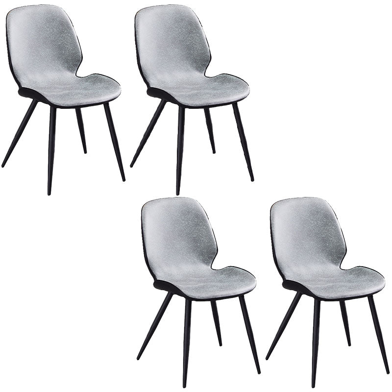 Minimalist Design Armless Solid Back Chairs Microfiber Leather Dining Side Chair Navy-White 4 Piece Set Clearhalo ' kitchen&dining_furn' 'Dining Chairs' 'Dining Tables & Seating' 'dining_chair' 'furn' 'furn_dining_chair' 'Furniture' 'furniture_dining_chair' 'Kitchen & Dining Furniture' 'kitchen' 4502734