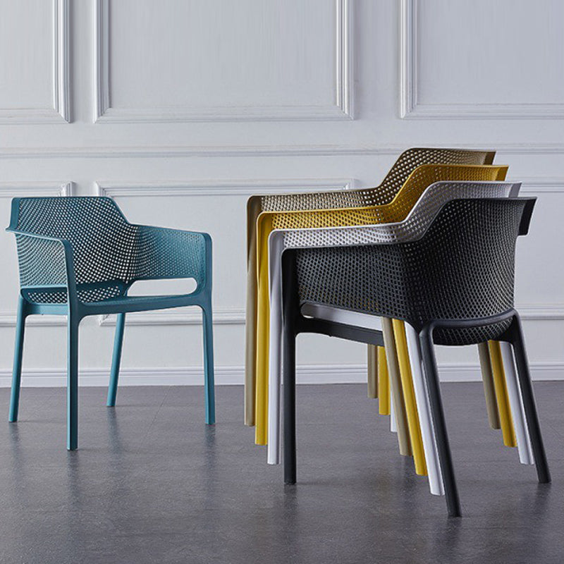 Scandinavian Plastic Kitchen Dining Room Armchair Solid Back Chair Clearhalo ' kitchen&dining_furn' 'Dining Chairs' 'Dining Tables & Seating' 'dining_chair' 'Furniture' 'furniture_dining_chair' 'Kitchen & Dining Furniture' 'kitchen' 4502738