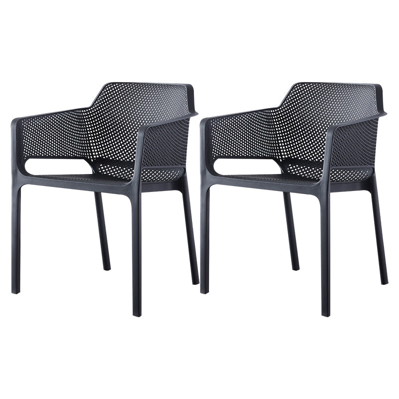 Scandinavian Plastic Kitchen Dining Room Armchair Solid Back Chair Black Set of 2 Clearhalo ' kitchen&dining_furn' 'Dining Chairs' 'Dining Tables & Seating' 'dining_chair' 'Furniture' 'furniture_dining_chair' 'Kitchen & Dining Furniture' 'kitchen' 4502739