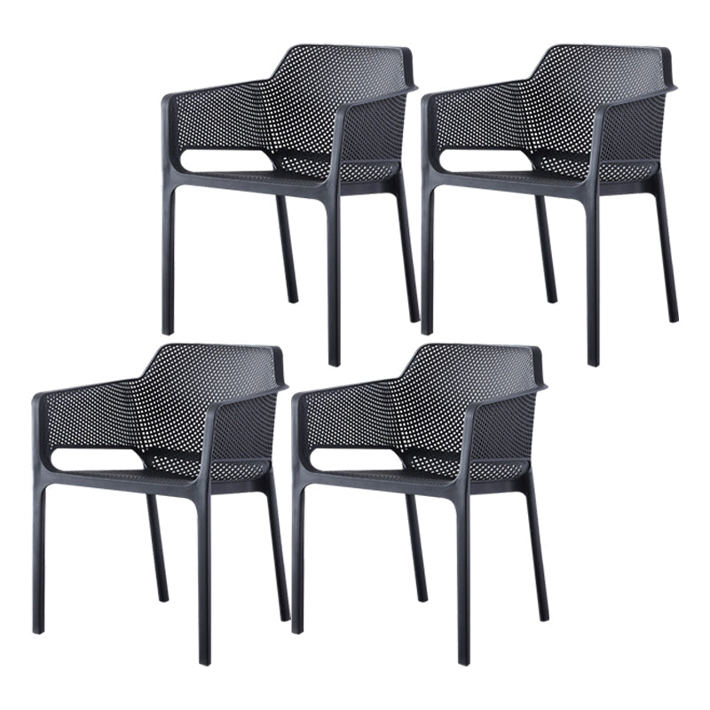 Scandinavian Plastic Kitchen Dining Room Armchair Solid Back Chair Black Set of 4 Clearhalo ' kitchen&dining_furn' 'Dining Chairs' 'Dining Tables & Seating' 'dining_chair' 'Furniture' 'furniture_dining_chair' 'Kitchen & Dining Furniture' 'kitchen' 4502741