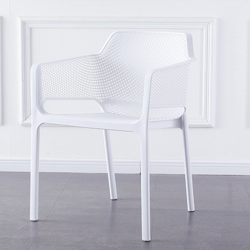 Scandinavian Plastic Kitchen Dining Room Armchair Solid Back Chair White 1 Piece Clearhalo ' kitchen&dining_furn' 'Dining Chairs' 'Dining Tables & Seating' 'dining_chair' 'Furniture' 'furniture_dining_chair' 'Kitchen & Dining Furniture' 'kitchen' 4502742