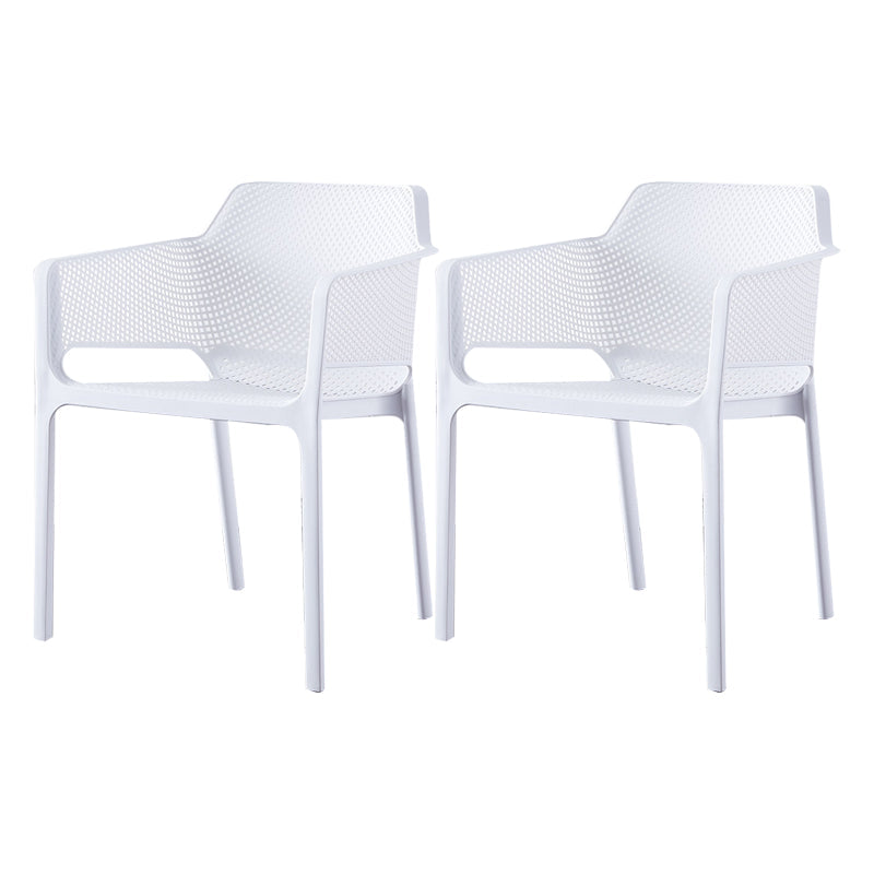 Scandinavian Plastic Kitchen Dining Room Armchair Solid Back Chair White Set of 2 Clearhalo ' kitchen&dining_furn' 'Dining Chairs' 'Dining Tables & Seating' 'dining_chair' 'Furniture' 'furniture_dining_chair' 'Kitchen & Dining Furniture' 'kitchen' 4502745