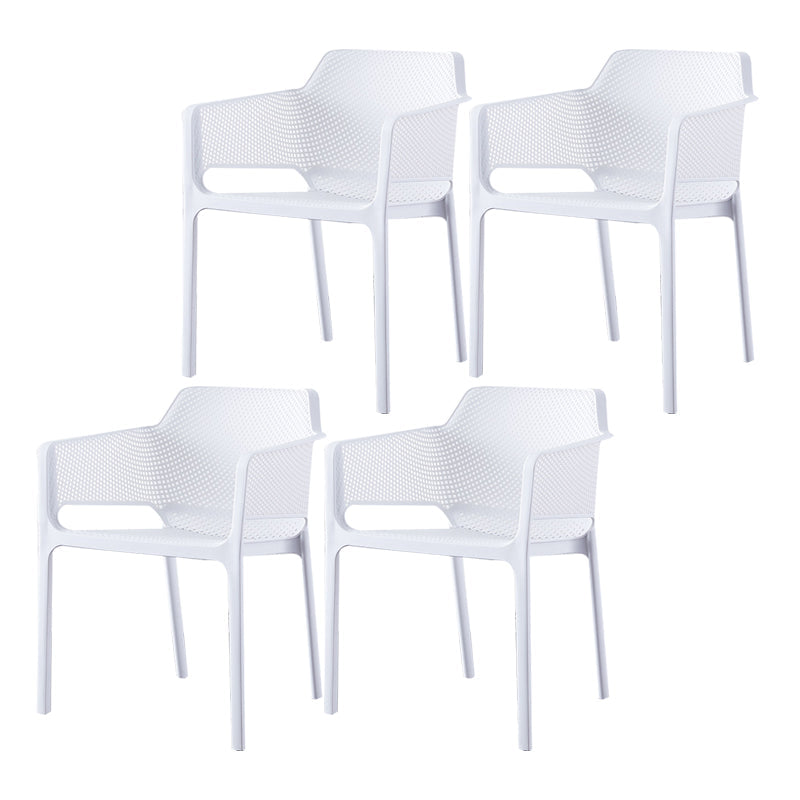 Scandinavian Plastic Kitchen Dining Room Armchair Solid Back Chair White Set of 4 Clearhalo ' kitchen&dining_furn' 'Dining Chairs' 'Dining Tables & Seating' 'dining_chair' 'Furniture' 'furniture_dining_chair' 'Kitchen & Dining Furniture' 'kitchen' 4502746