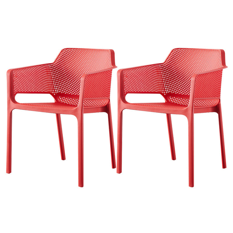 Scandinavian Plastic Kitchen Dining Room Armchair Solid Back Chair Red Set of 2 Clearhalo ' kitchen&dining_furn' 'Dining Chairs' 'Dining Tables & Seating' 'dining_chair' 'Furniture' 'furniture_dining_chair' 'Kitchen & Dining Furniture' 'kitchen' 4502750